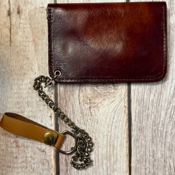 Vintage Tooled Leather Chain Wallet – Western Longhorn Steer Brown (BBL-07) NOS - Picture 2 of 7